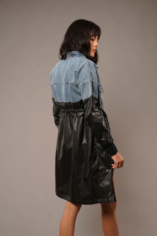 Kot Detaylı Trenchcoat SIYAH Kot Detaylı Trenchcoat SIYAH