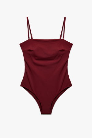 Koton Askı Detaylı Straplez Mayo BORDO Koton Askı Detaylı Straplez Mayo BORDO