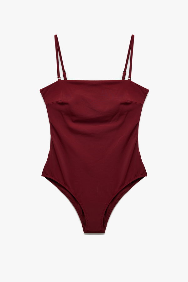 Koton Askı Detaylı Straplez Mayo BORDO Koton Askı Detaylı Straplez Mayo BORDO