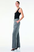 Koton Cep Detaylı Viskon Karışımlı Yüksek Bel Palazzo Kumaş Pantolon ANTRASİT