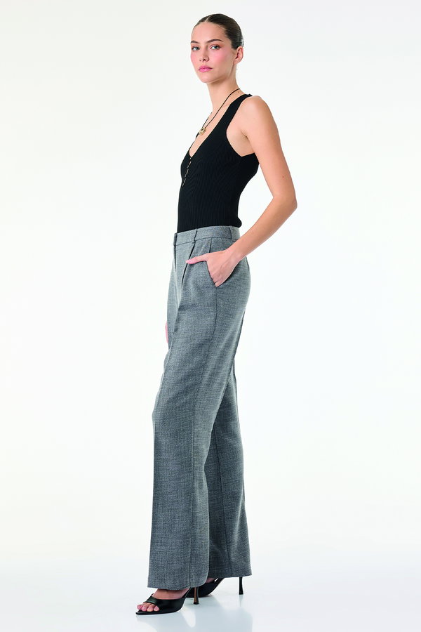 Koton Cep Detaylı Viskon Karışımlı Yüksek Bel Palazzo Kumaş Pantolon ANTRASİT