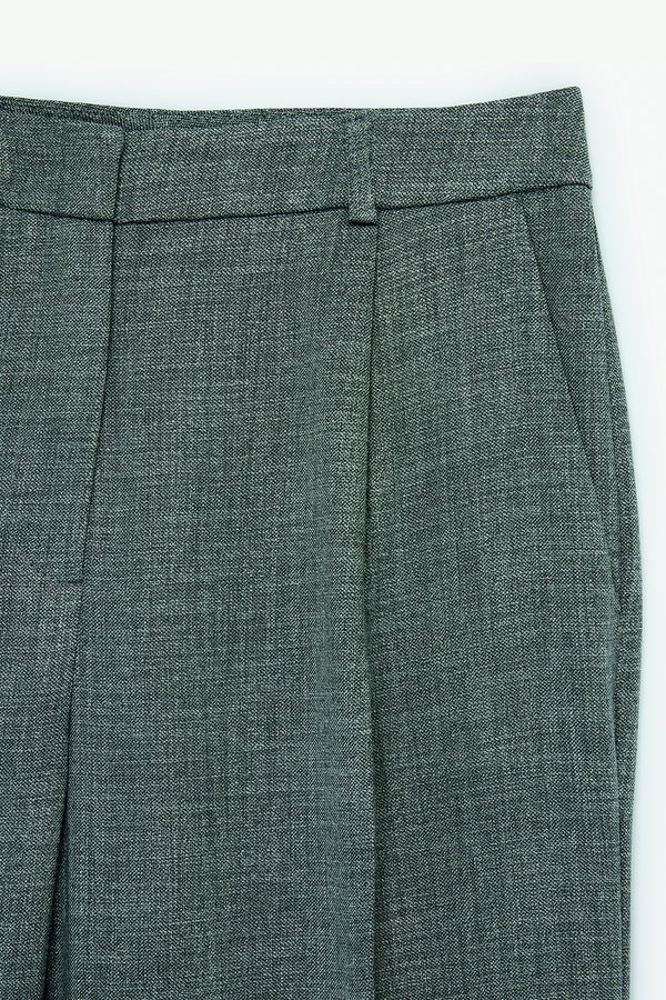 Koton Cep Detaylı Viskon Karışımlı Yüksek Bel Palazzo Kumaş Pantolon ANTRASİT