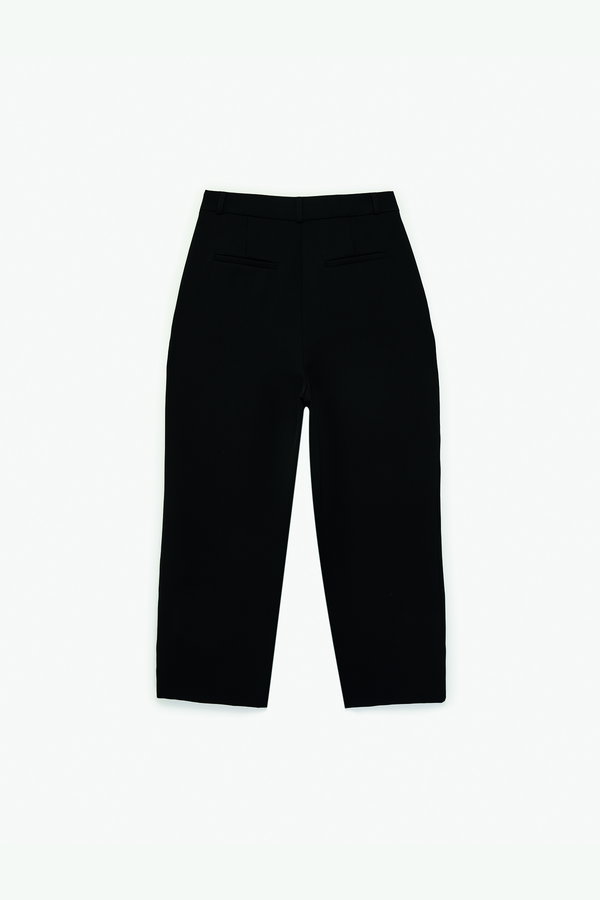 Koton Cep Detaylı Yüksek Bel Bol Kesim Krep Kumaş Pileli Pantolon SİYAH