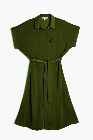 Koton Kemer Detaylı Aerobin Kumaş Midi Gömlek Elbise Haki Koton Kemer Detaylı Aerobin Kumaş Midi Gömlek Elbise Haki