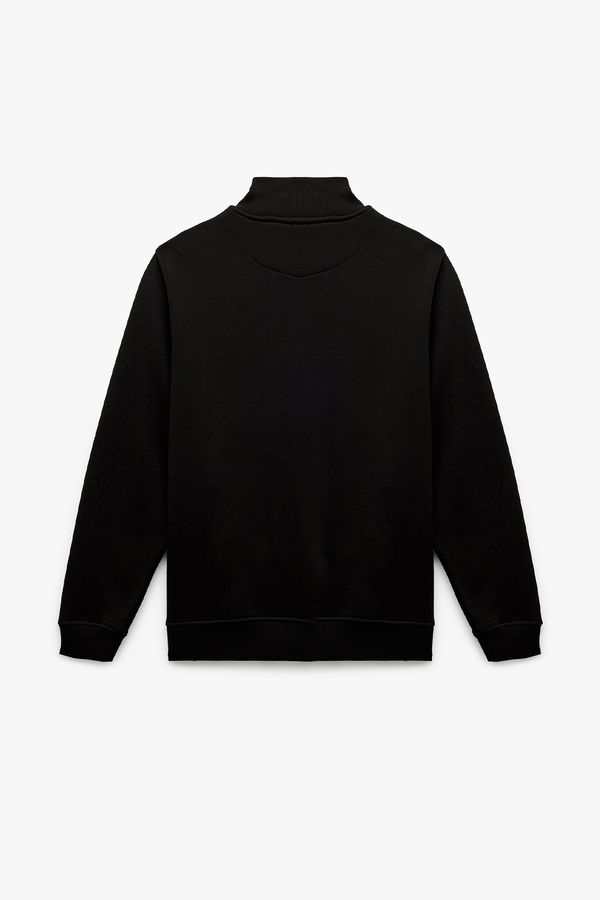 Koton Erkek Basic Fermuarlı Sweatshirt SIYAH