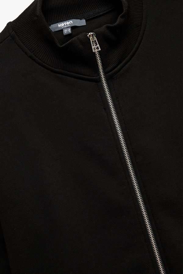 Koton Erkek Basic Fermuarlı Sweatshirt SIYAH