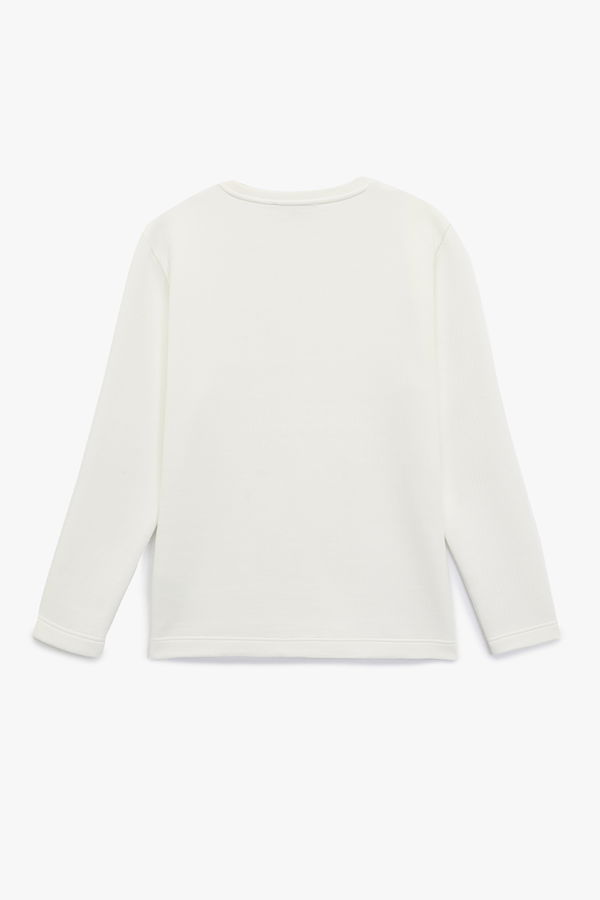 Koton Erkek Bisiklet Yaka Basic Sweatshirt EKRU