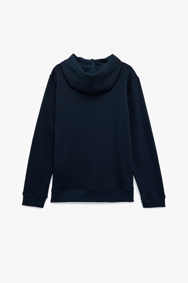 Koton Erkek Şardonlu Basic Kapşonlu Sweatshirt LACIVERT Koton Erkek Şardonlu Basic Kapşonlu Sweatshirt LACIVERT