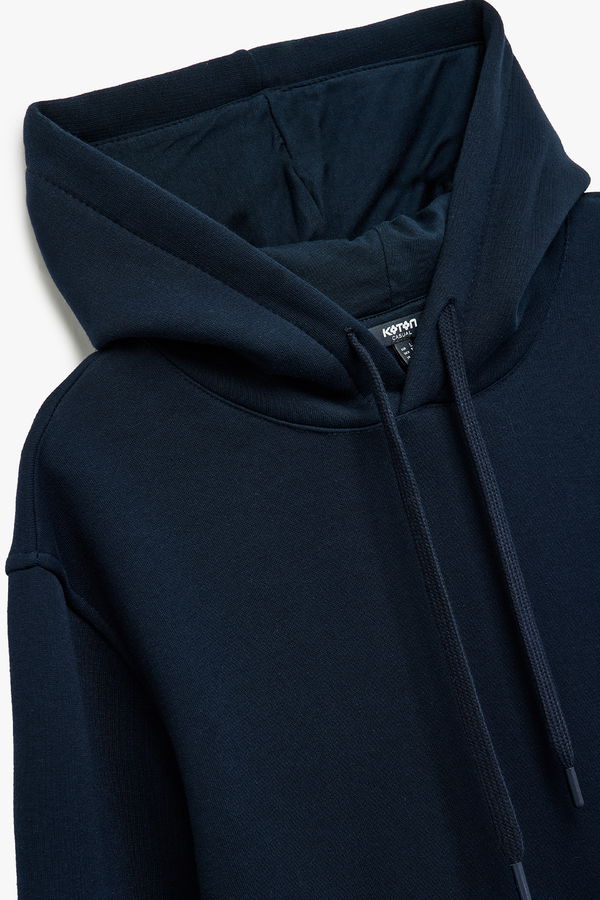 Koton Erkek Şardonlu Basic Kapşonlu Sweatshirt LACIVERT Koton Erkek Şardonlu Basic Kapşonlu Sweatshirt LACIVERT