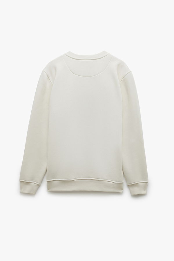 Koton Erkek Şardonlu Basic Sweatshirt Beyaz Koton Erkek Şardonlu Basic Sweatshirt Beyaz