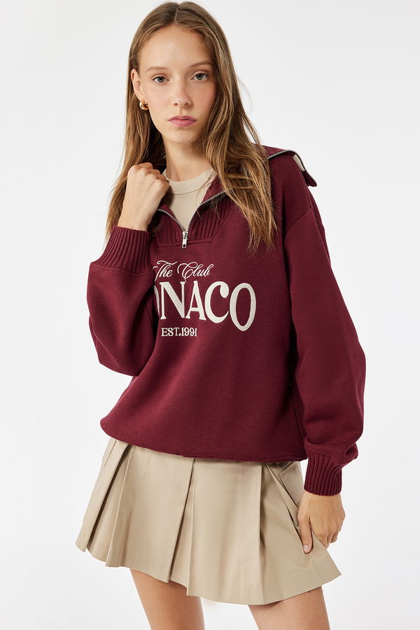 Koton Kadın Baskılı Sweatshirt BORDO Koton Kadın Baskılı Sweatshirt BORDO