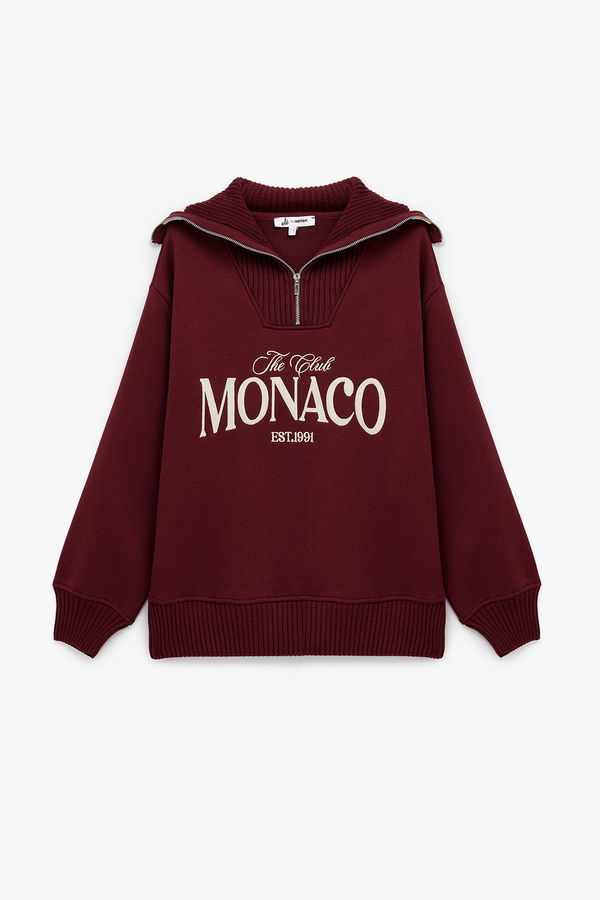 Koton Kadın Baskılı Sweatshirt BORDO Koton Kadın Baskılı Sweatshirt BORDO