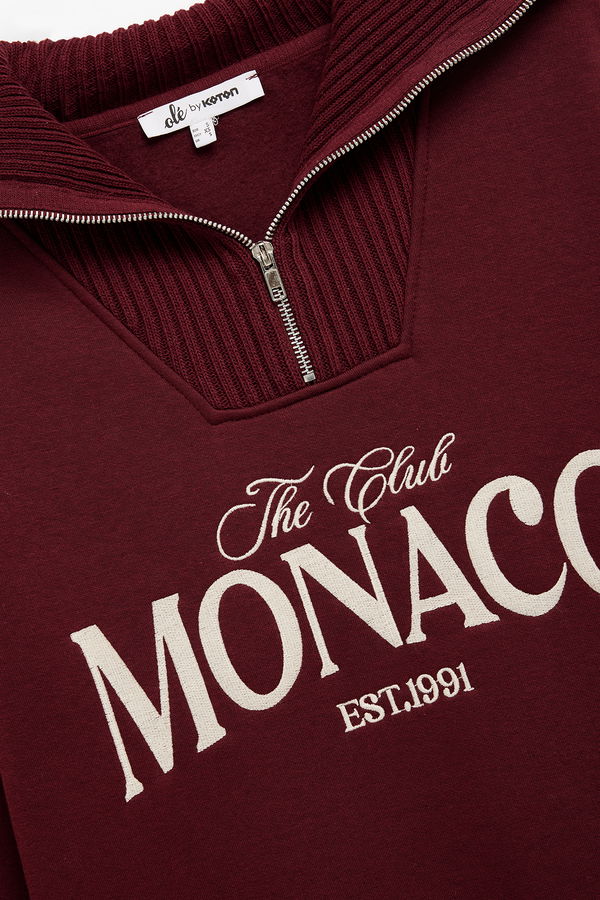 Koton Kadın Baskılı Sweatshirt BORDO Koton Kadın Baskılı Sweatshirt BORDO
