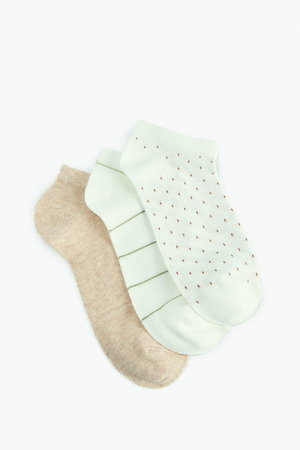 Koton Kadın Desenli 3lü Patik Çorap Seti Çok Renkli