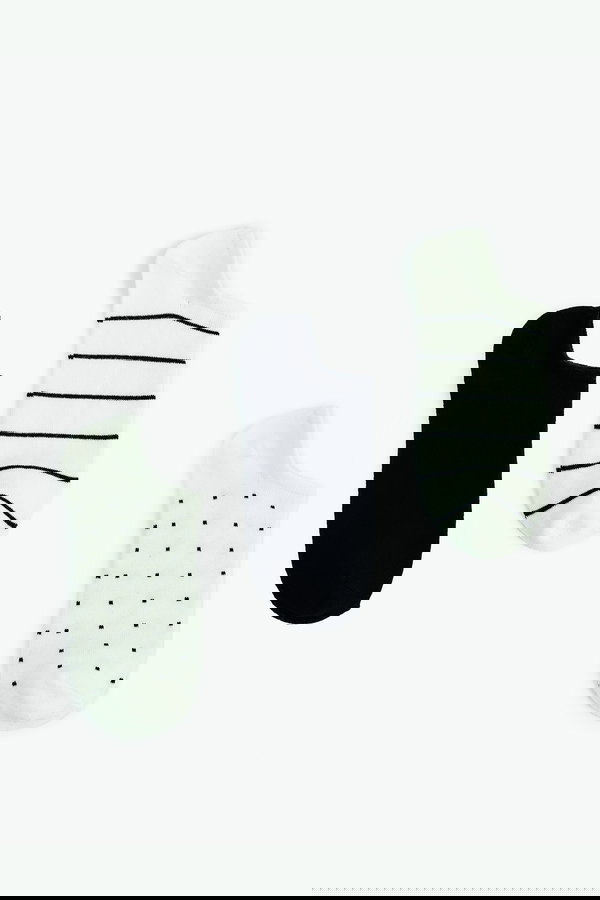 Koton Kadın Desenli Pamuklu 3lü Görünmez Çorap Seti Çok Renkli