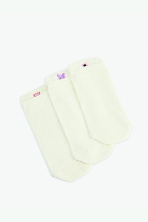 Koton Kadın Meyve Desenli Pamuklu 3lü Patik Çorap Seti BEYAZ