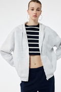 Koton Kadın Oversize Fermuarlı Sweatshirt GRI