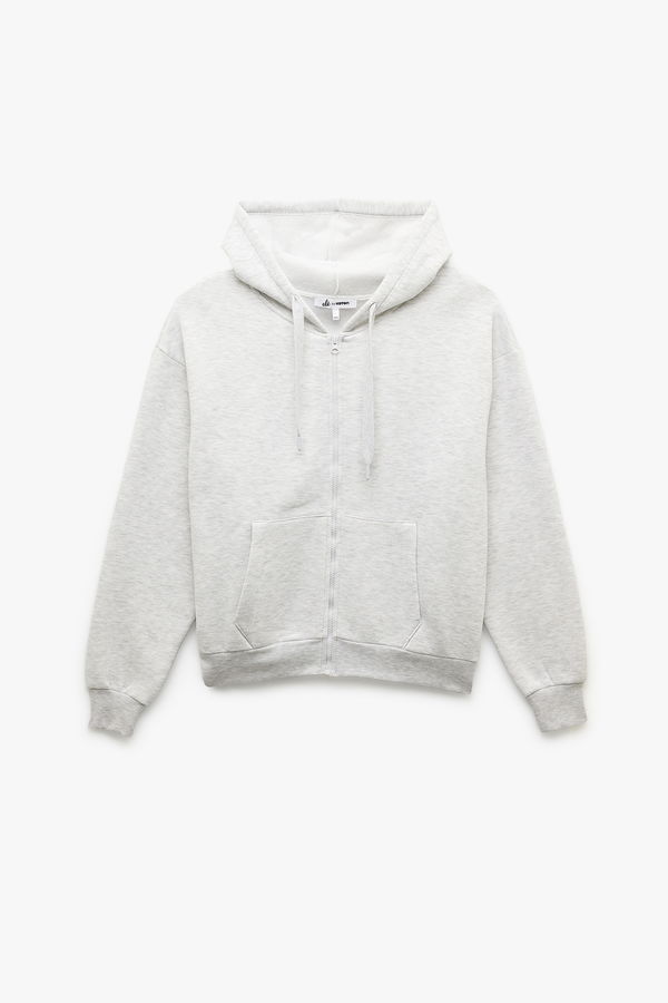 Koton Kadın Oversize Fermuarlı Sweatshirt GRI Koton Kadın Oversize Fermuarlı Sweatshirt GRI