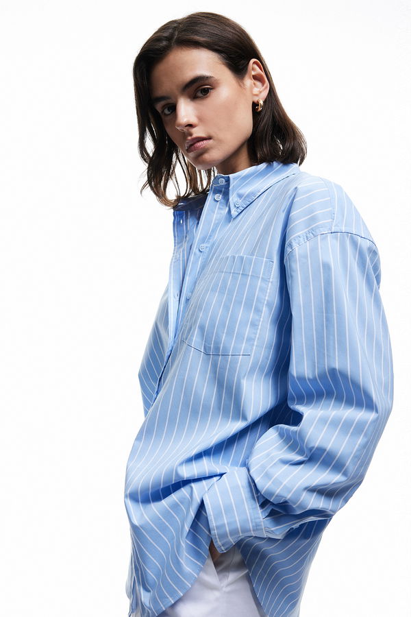 Koton Kadın Oversize Poplin Gömlek MAVI Koton Kadın Oversize Poplin Gömlek MAVI