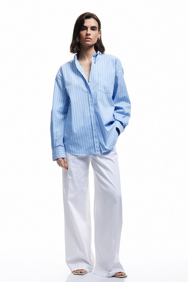 Koton Kadın Oversize Poplin Gömlek MAVI Koton Kadın Oversize Poplin Gömlek MAVI