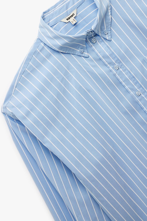 Koton Kadın Oversize Poplin Gömlek MAVI Koton Kadın Oversize Poplin Gömlek MAVI