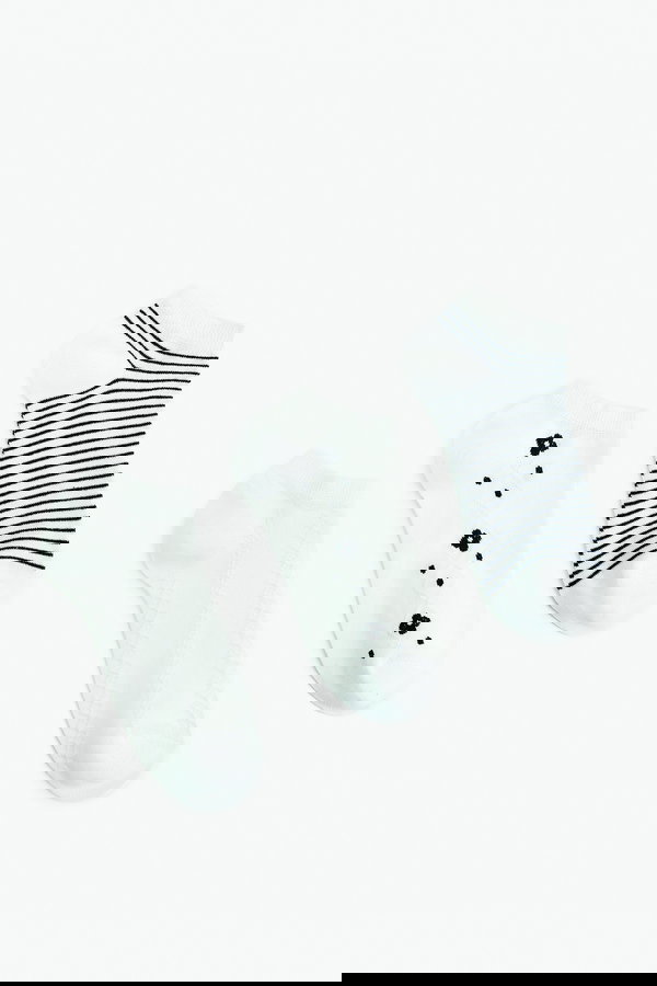 Koton Kadın Pamuklu Desenli 3lü Patik Çorap Seti BEYAZ