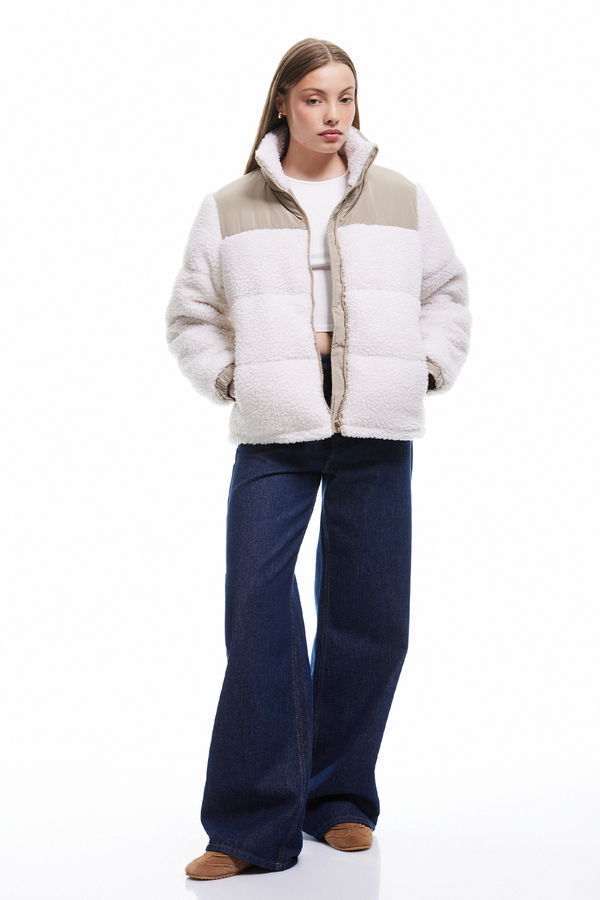 Koton Kadın Peluş Mont EKRU