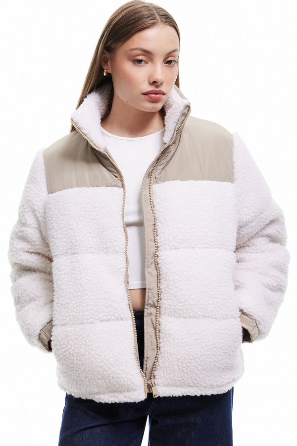 Koton Kadın Peluş Mont EKRU