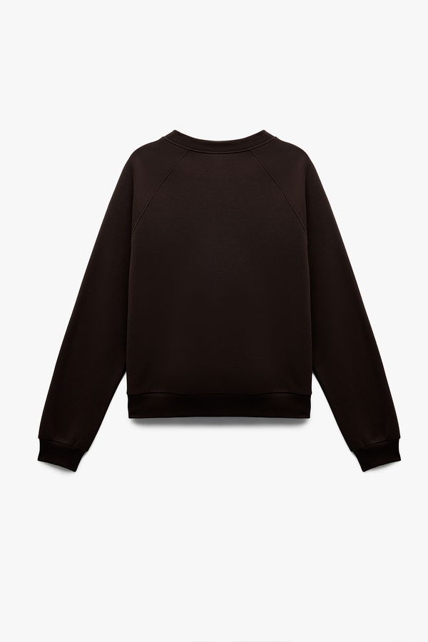 Koton Kadın Şardonlu Oversize Sweatshirt KAHVERENGI Koton Kadın Şardonlu Oversize Sweatshirt KAHVERENGI