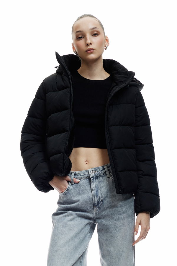 Koton Kadın Şişme Mont SIYAH