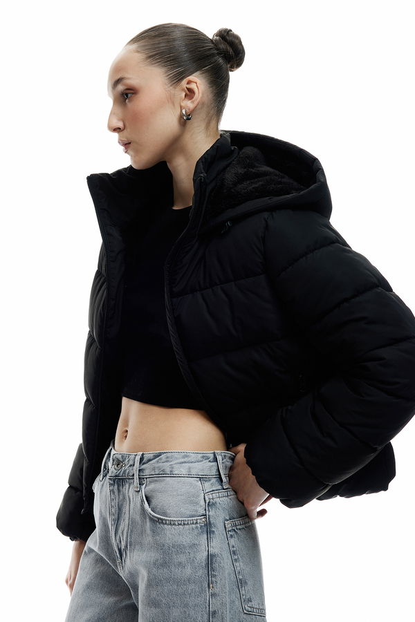 Koton Kadın Şişme Mont SIYAH