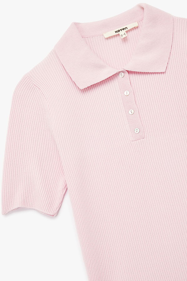 Koton Kadın Triko Polo Yaka Kazak PEMBE
