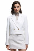 Koton Kadın Tüvit Crop Blazer Ceket EKRU