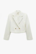 Koton Kadın Tüvit Crop Blazer Ceket EKRU