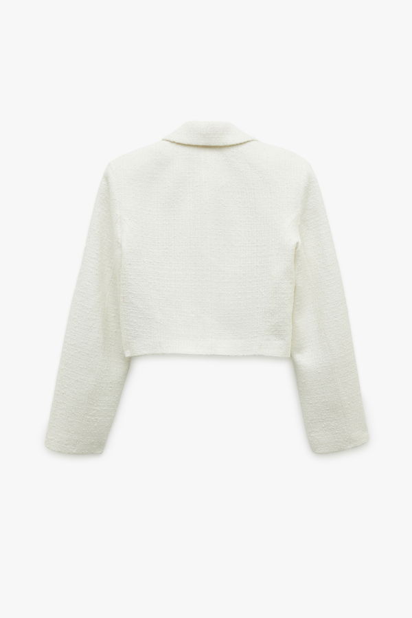 Koton Kadın Tüvit Crop Blazer Ceket EKRU Koton Kadın Tüvit Crop Blazer Ceket EKRU