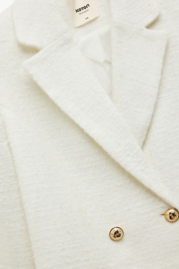 Koton Kadın Tüvit Crop Blazer Ceket EKRU Koton Kadın Tüvit Crop Blazer Ceket EKRU