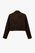 Koton Kadın Tüvit Crop Blazer Ceket KAHVERENGI