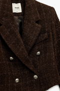 Koton Kadın Tüvit Crop Blazer Ceket KAHVERENGI
