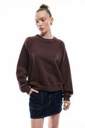 Koton Kadın Şardonlu Oversize Sweatshirt KAHVERENGI