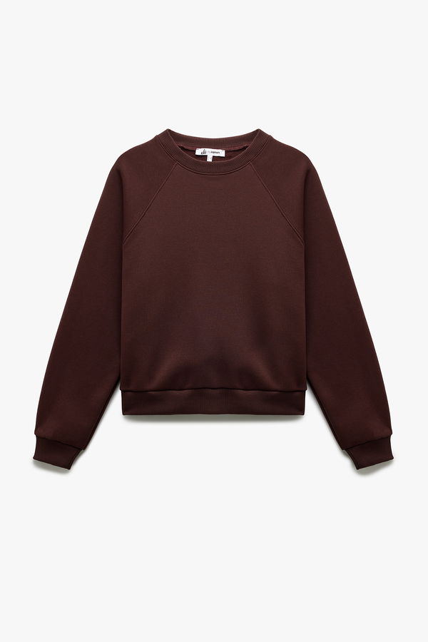 Koton Kadın Şardonlu Oversize Sweatshirt KAHVERENGI Koton Kadın Şardonlu Oversize Sweatshirt KAHVERENGI