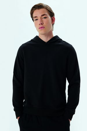 Koton Basic Uzun Kollu Pamuklu Kapşonlu Sweatshirt SİYAH Koton Basic Uzun Kollu Pamuklu Kapşonlu Sweatshirt SİYAH