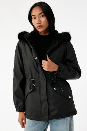 Koton Kapüşonlu Anorak Mont SIYAH