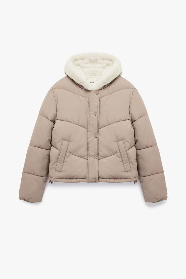 Koton Kürklü Kısa Şişme Mont KUM