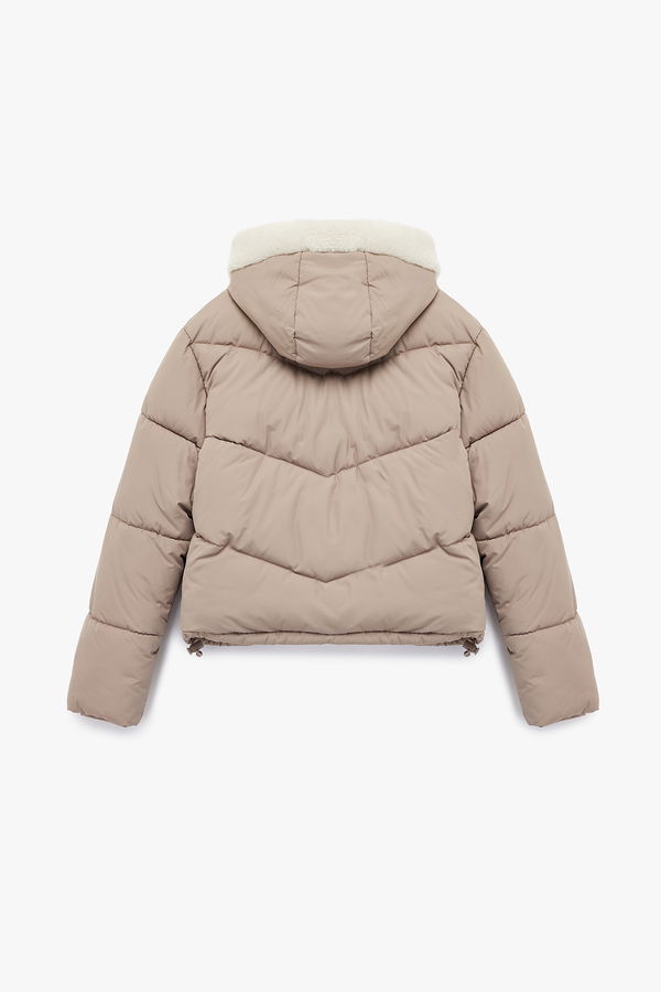 Koton Kürklü Kısa Şişme Mont KUM