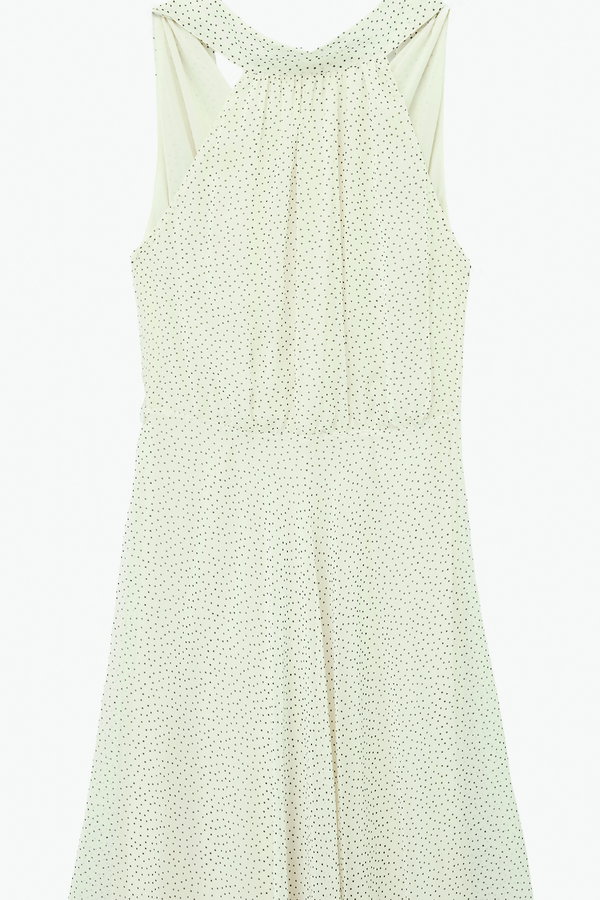 Koton Midi Boy Puantiyeli Halter Yaka Şifon Elbise EKRU