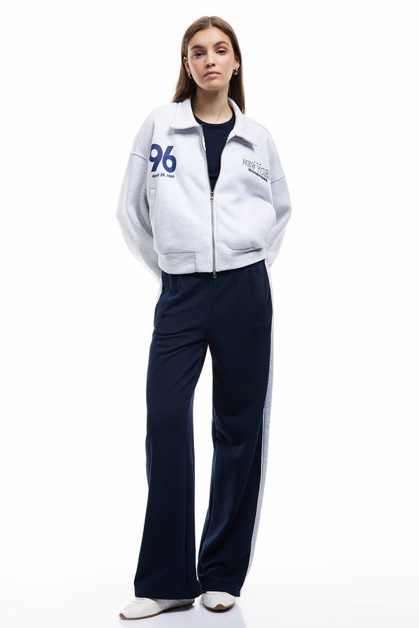Koton Şardonlu Fermuarlı Sweatshirt GRI Koton Şardonlu Fermuarlı Sweatshirt GRI