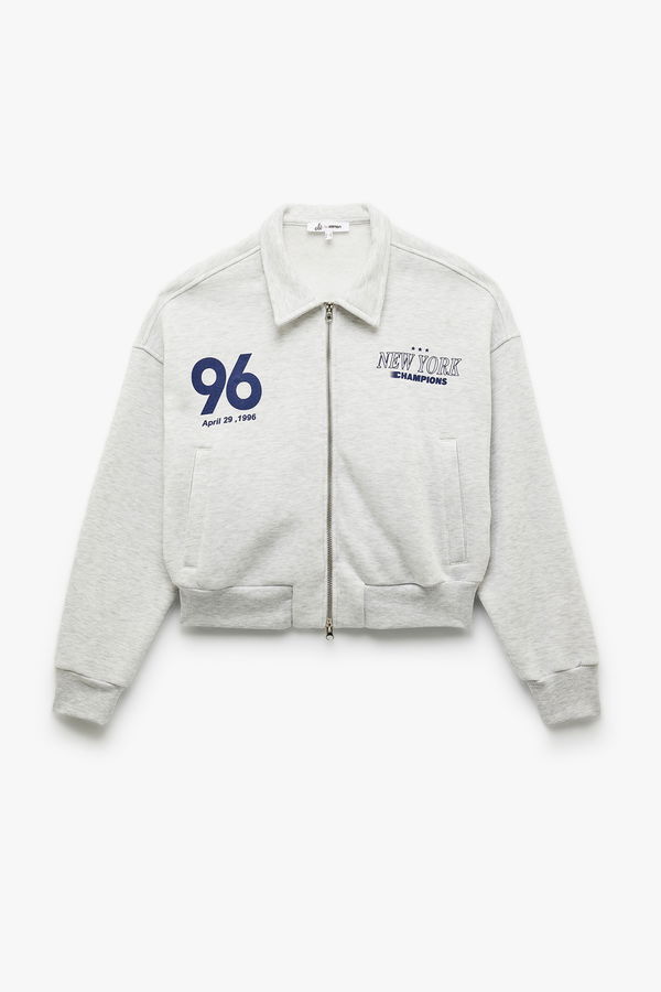 Koton Şardonlu Fermuarlı Sweatshirt GRI Koton Şardonlu Fermuarlı Sweatshirt GRI