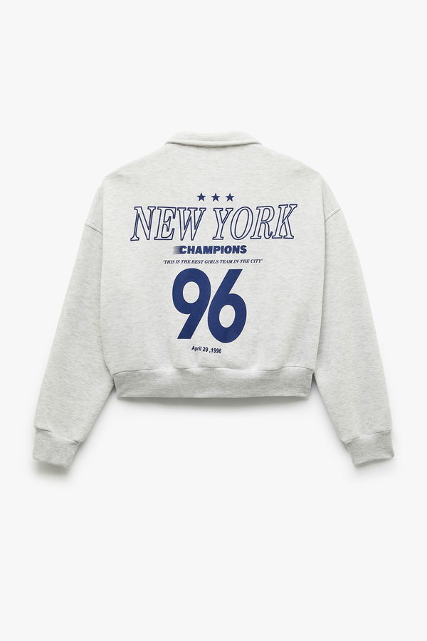 Koton Şardonlu Fermuarlı Sweatshirt GRI Koton Şardonlu Fermuarlı Sweatshirt GRI