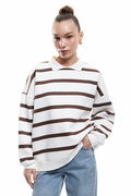 Koton Şardonlu Kadın Oversize Sweatshirt EKRU
