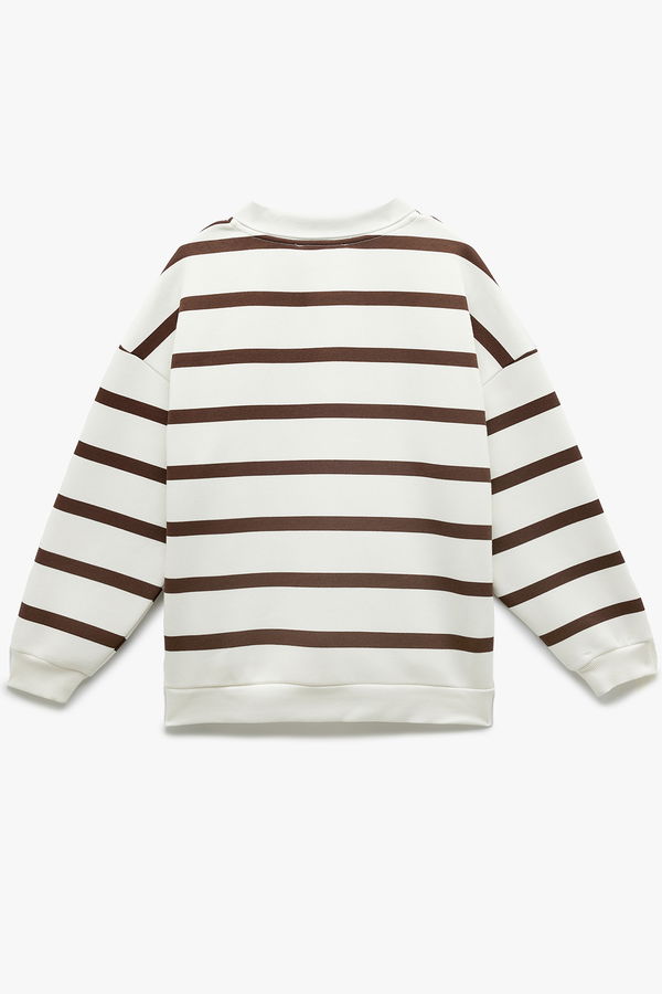 Koton Şardonlu Kadın Oversize Sweatshirt EKRU Koton Şardonlu Kadın Oversize Sweatshirt EKRU